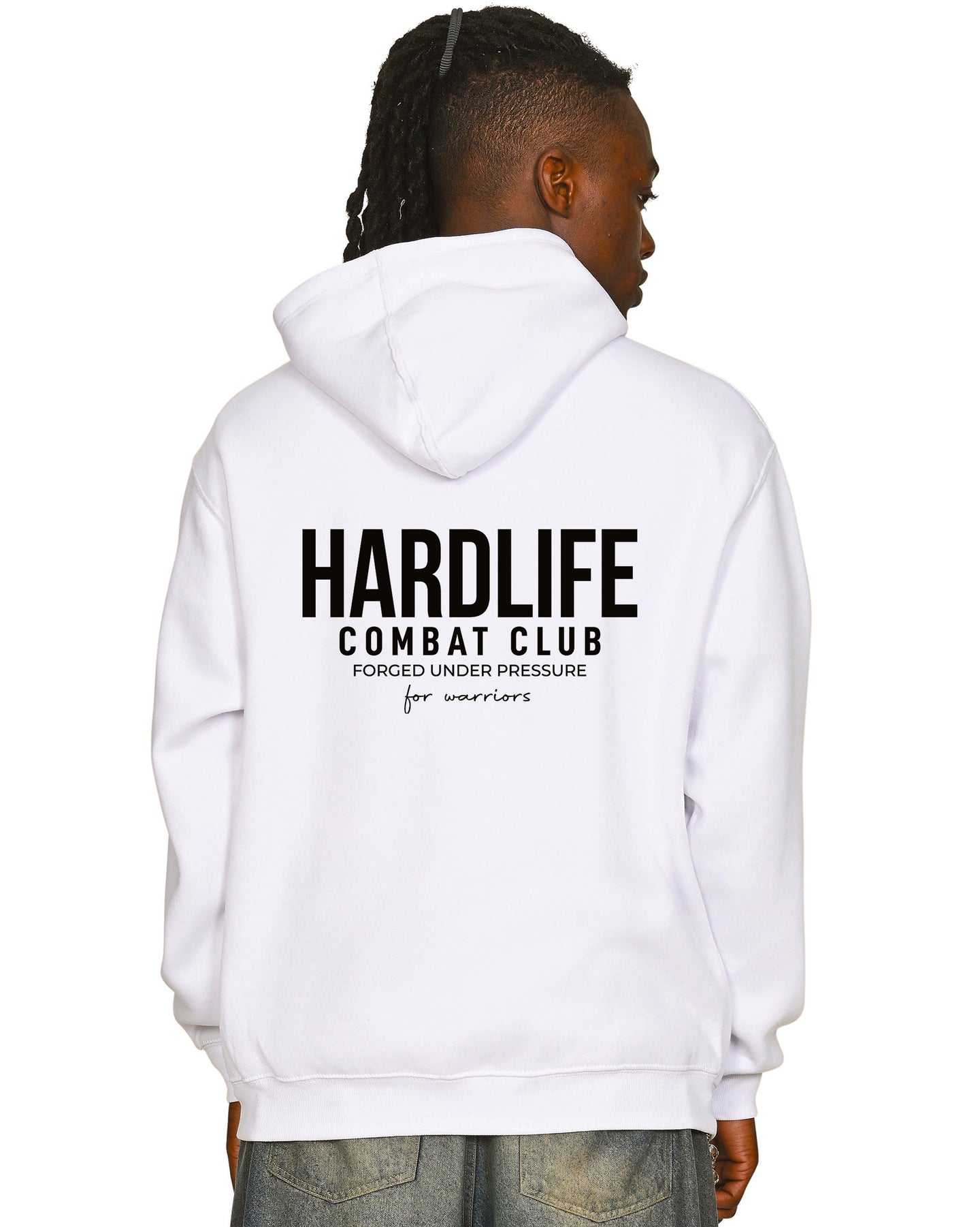 HardLife Combat Club White Hoodie