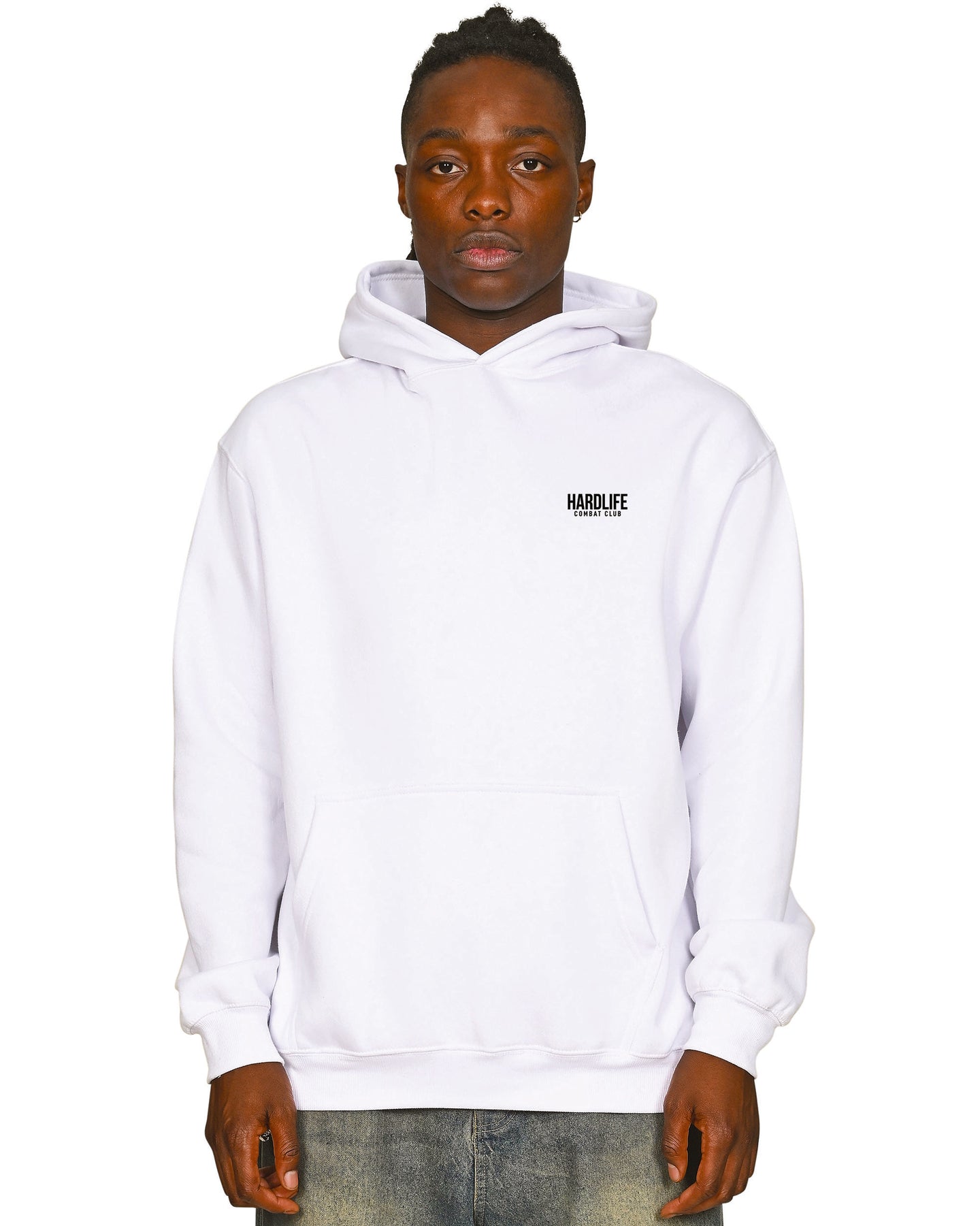HardLife Combat Club White Hoodie