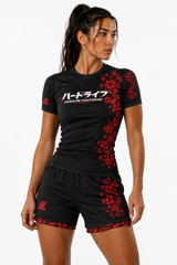 Women's Sakura Rashguard Black - Front model shot