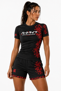 Women's Sakura Rashguard Black - Front model shot