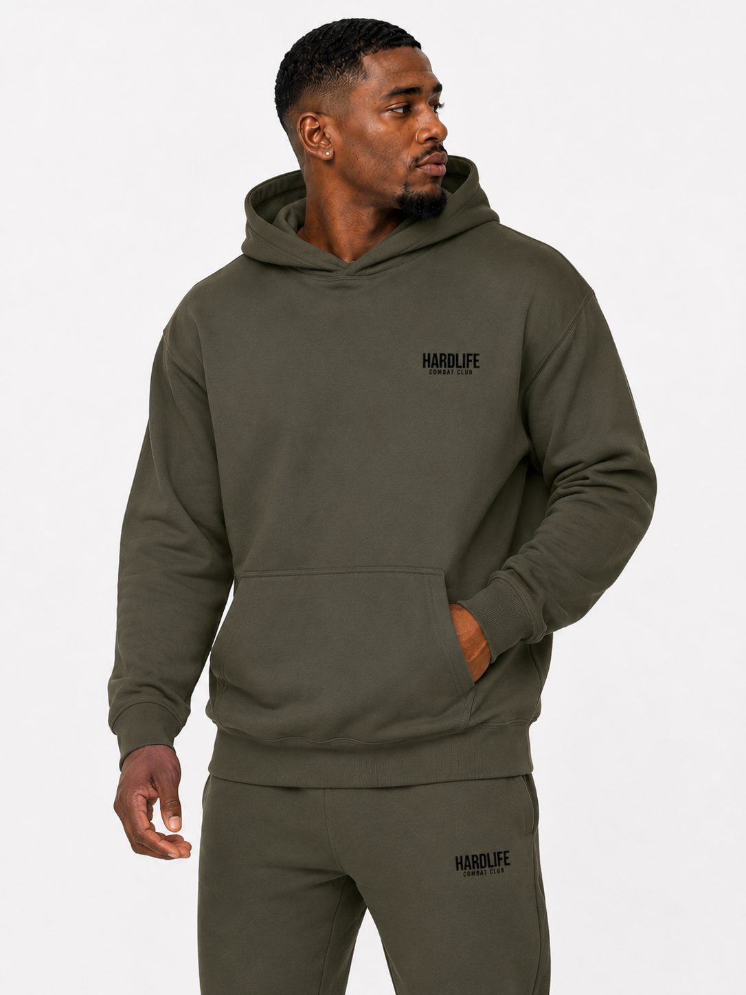 HardLife Combat Club Military Green Hoodie