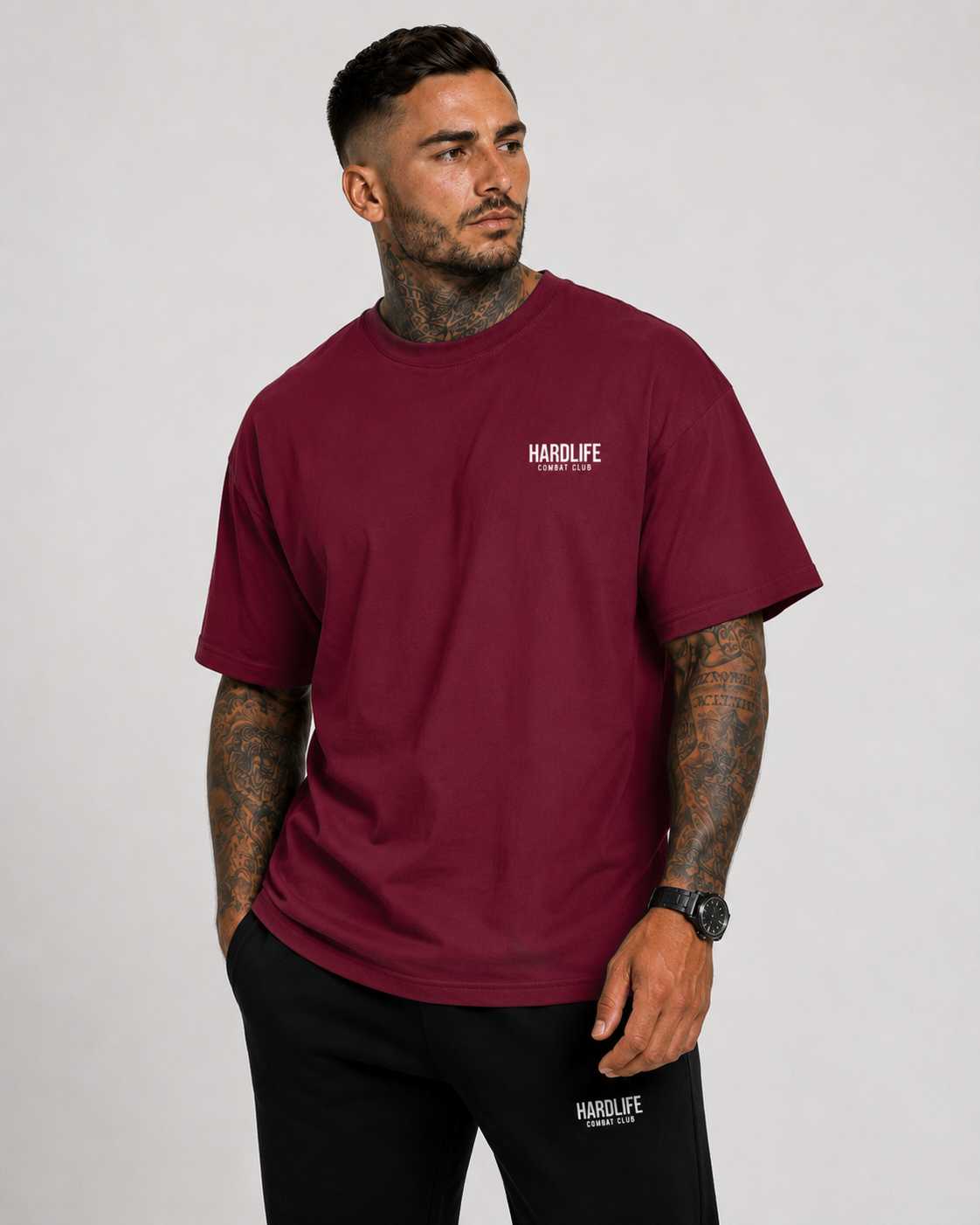 HardLife Combat Club Burgundy Oversized T-Shirt