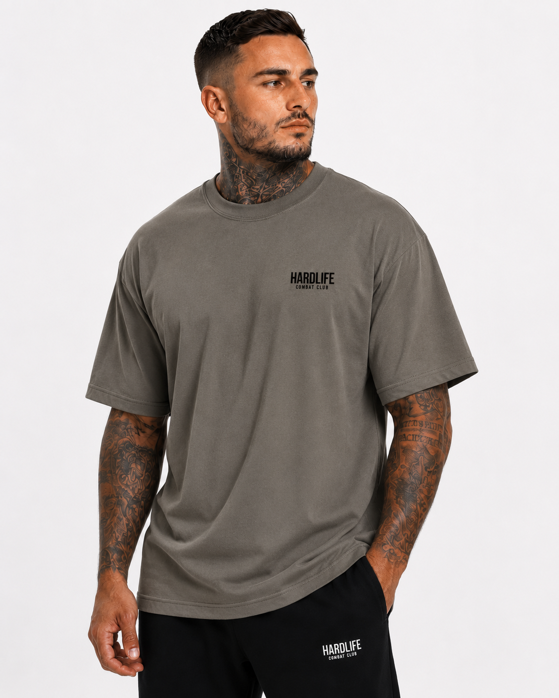 HardLife Combat Club Charcoal Oversized T-Shirt