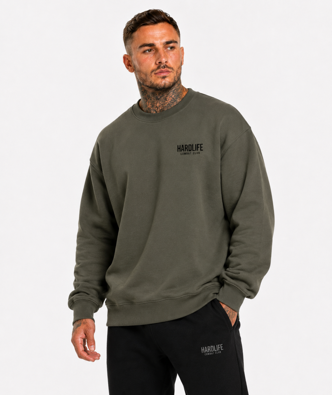 HardLife Combat Club Military Green Sweatshirt