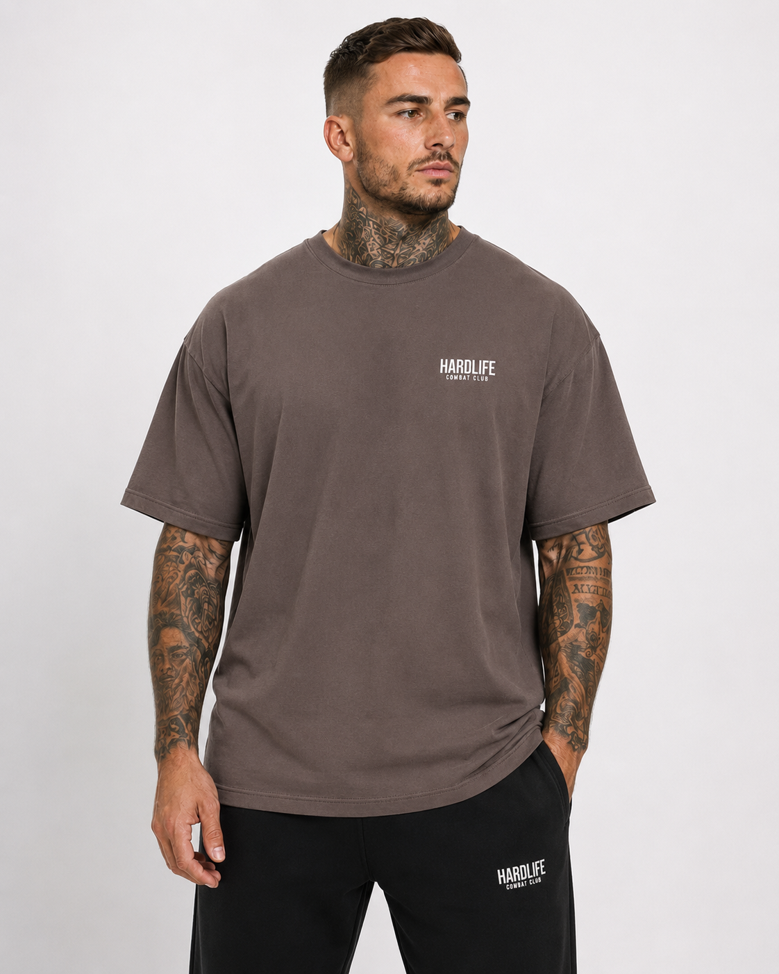 HardLife Combat Club Taupe Oversized T-Shirt