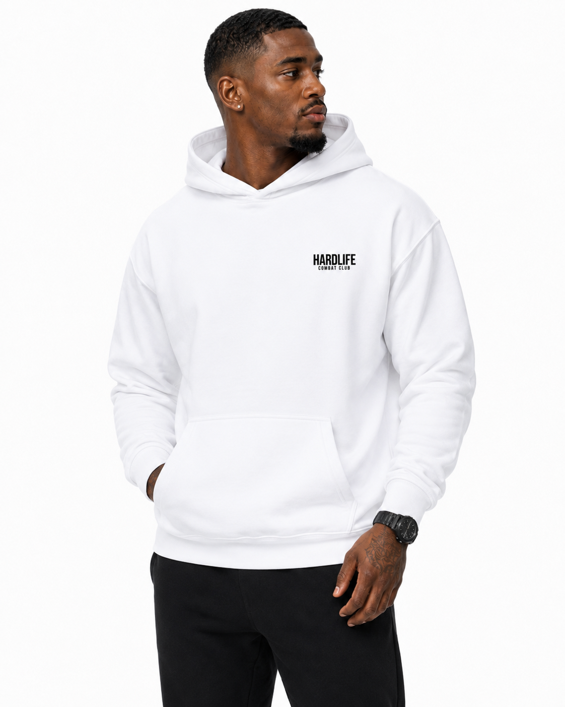 HardLife Combat Club White Hoodie